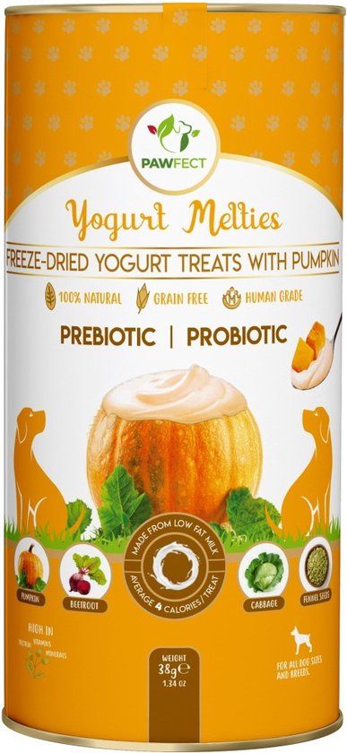 Pawfect Freeze Dried Yoghurt Hondensnack met Pompoen - 38 gr.