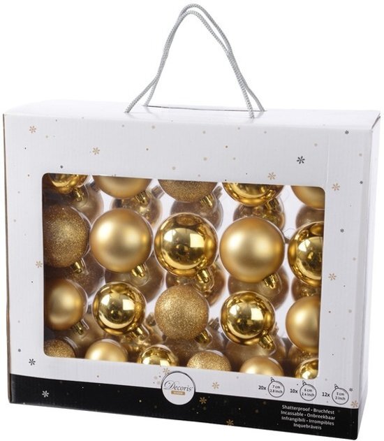 - Gouden kerstversiering kerstballen set - 42 delig - kerstbal van kunststof