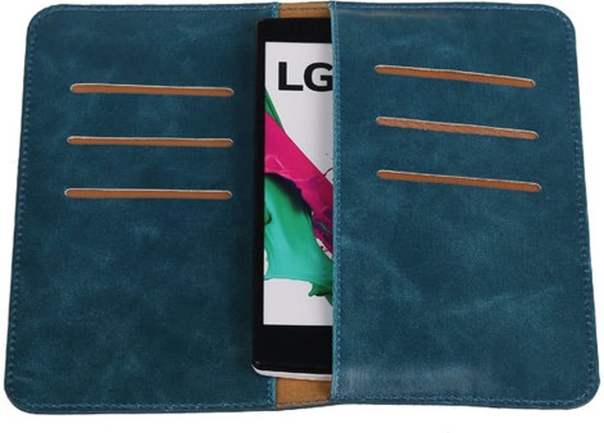 Best Cases Blauw Pull-up Medium Pu portemonnee wallet voor LG K4
