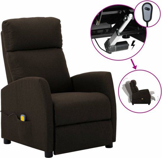 vidaXL Massagestoel elektrisch verstelbaar stof donkerbruin