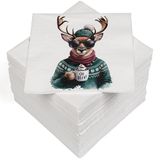 HEKU 100 servetten, 3-laags, 33 x 33 cm, kerstaand, absorberend en praktisch verpakt, brede keuze, ideaal voor speciale gelegenheden