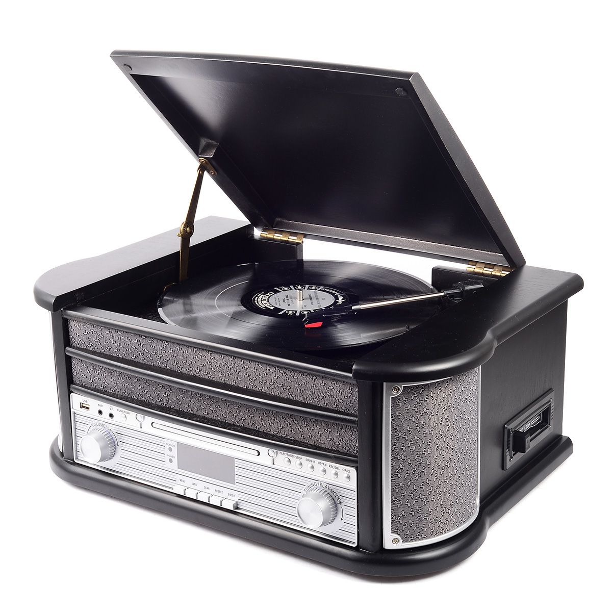 Denver MRD-51 BLACK Retro Platenspeler met DAB Radio, CD Speler, Cassette en MP3 - Zwart