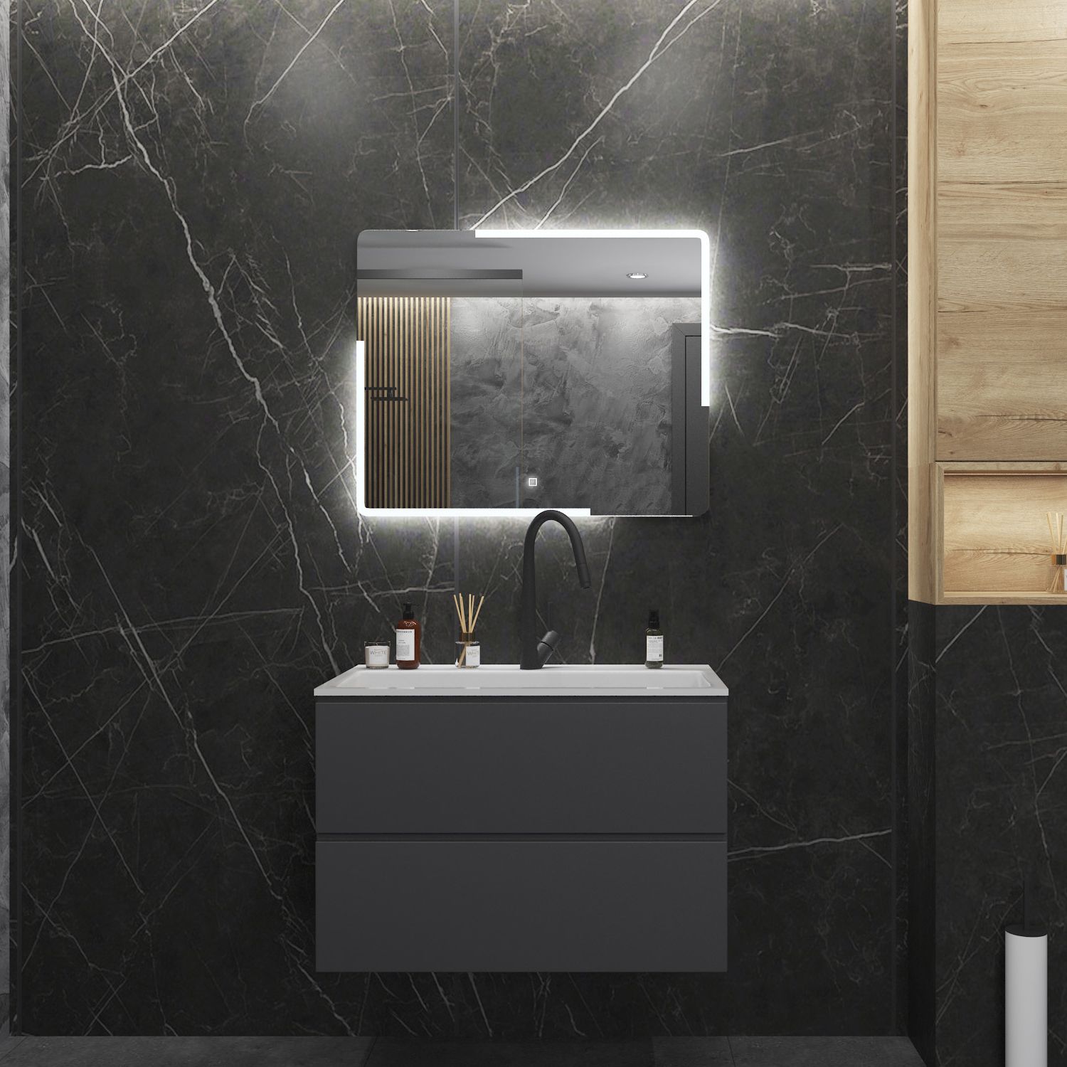 Boss & Wessing Liteem Badkamerspiegel 70x70 cm - LED - 8719304005674