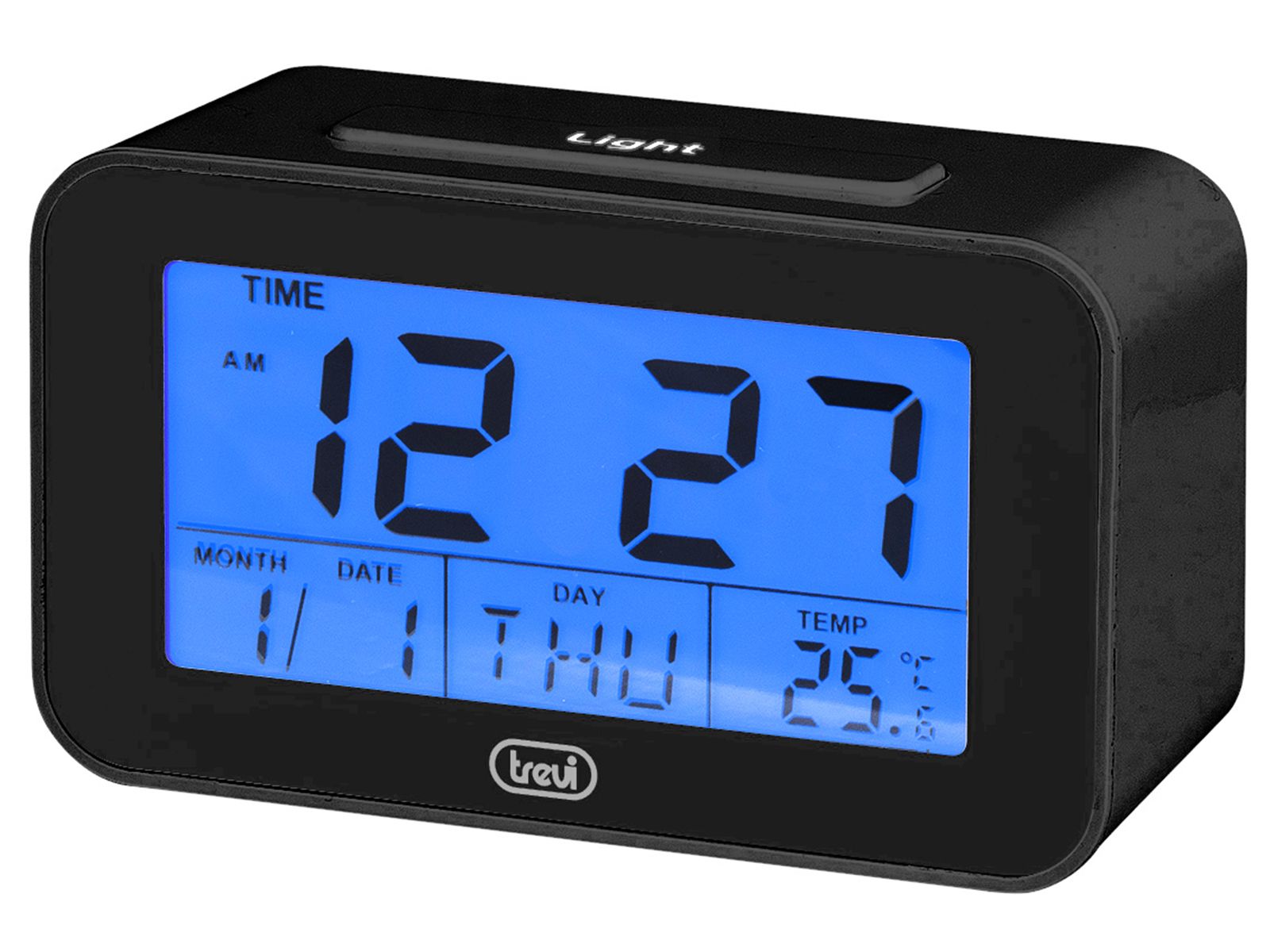 Trevi 0SL3P5000 Digitale Wekker - Zwart - LCD Scherm - Thermometer - Snooze Functie