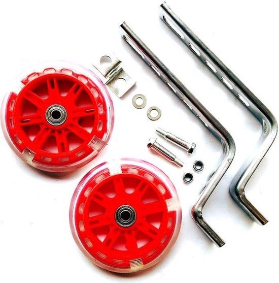 Heble® Rode Zijwieltjes 12-20 inch met Softwheels, Verlichting en Gelagerd voor Extra Stabiliteit - van Heble®