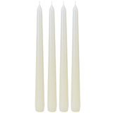 Puntige kaarsen, staafkaarsen, tafelkaarsen, tafelkaarsen, kandelaars in set van 4 in wit, levering 4 stuks, afmetingen: H/Ø ca. 25 x 2 cm.