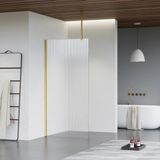 FortiFura Galeria inloopdouche - 120x200cm - ribbelglas - plafondarm - PVD - geborsteld messing (goud)