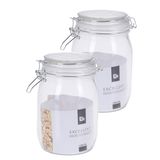 Excellent Houseware 5x stuks opslagpotten/weckpotten van glas met klem beugel deksel en afsluitring met inhoud 1000 ML - Voedsel inmaken/bewaren