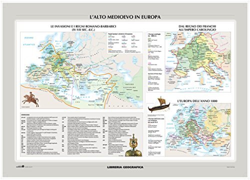 Geo4Map L'Alto Medioevo in Europa/Il Basso Medioevo in Europa e in Italia. Carta murale storica doppia