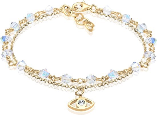 Elli Armbanden Evil Eye Talisman SwarovskiÂ® Kristallen 925 Zilver Verguld