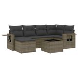 vidaXL 7-delige Loungeset met kussens, polyrattan, grijs