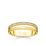 Thomas Sabo Damesring 925 sterling zilver 750 geelgoud verguld met witte stenen TR2316-414-14, 48 EU, Sterling zilver, Zirkonia