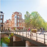 Merkloos / Sans marque Poster - Bruggen in Amsterdam - 80x80 cm - Glanzend Papier - Vierkant