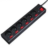 Hama 6-way power strip with switches, 1.4m, transparent