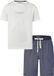 Phil & Co. Berlin Phil & Co Heren Shortama Korte Pyjama Set Wit/Donkerblauw Gestreept - Maat M