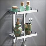 Merkloos Badkamer Plank - Douche Caddy - Badkamer Opbergen - Twee Laags Ontwerp - Rechthoekig - Goud