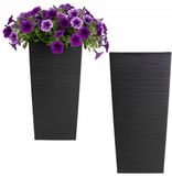 HowHomely Porto Riflo Pot rectangulaire haut noir 67.7cm avec insert