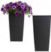 HowHomely Porto Riflo Pot rectangulaire haut noir 67.7cm avec insert