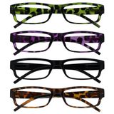Leesbril The Reading Glasses Leesbril, groen/paars/zwart/bruin, waarde, 4 stuks voor dames en heren, UVR4Pk009 Mix +3,50