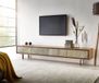 DELIFE TV-meubel Juwelo 220x35x40 acacia natuur steen fineer metaal zwart