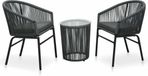 vidaXL 3-delige bistroset met kussens, PE-rattan, grijs