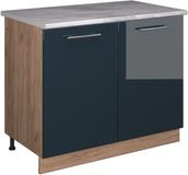 Vicco Wastafelkast Fame-Line, Donkerblauw hoogglans/Goudkleurig Eiken, 100 cm, WB Marmer