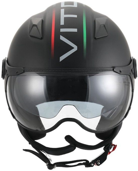 Vito Lavori Jethelm - Scooterhelm met Zonnevizier - Retro Helm - Maat L - Zwart
