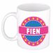 Bellatio Decorations - Fien voornaam - koffiemok - beker - wit/roze - 300 ml