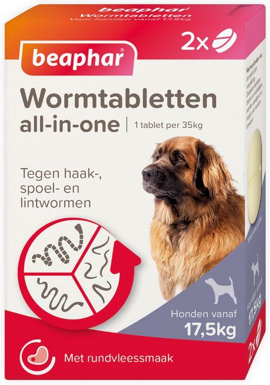 Beaphar All In One Ontwormingsmiddel - Hond - 17.5-70 kg - 2 Tabletten