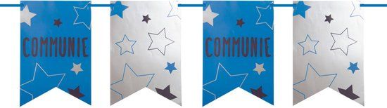 Folat Vlaggenlijn communie Blauw/zilver (6 meter)