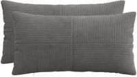 vidaXL - Kussensloop - 2 stuks - ALMELO - Donkergrijs - 40 x 80 cm - corduroy