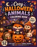 COZY HALLOWEEN ANIMALS: Bold & Easy Cute Cozy Halloween Animal Designs for Kids, Teens & Adults