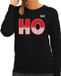 Bellatio Decorations Foute Kersttrui - sweater - HO HO HO - zwart - voor dames - kerstkleding / kerst outfit 2XL