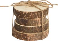 Bellatio Decorations Boomschijf onderzetters - D10 cm - 4x stuks - hout