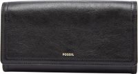 FOSSIL Logan Flap Clutch Zwart Leer RFID 12 Pasjes 6 Vakken Dames
