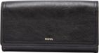 FOSSIL Logan Flap Clutch Zwart Leer RFID 12 Pasjes 6 Vakken Dames