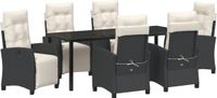 vidaXL Tuin Eettafel Set 7-delig Zwart Poly Rattan