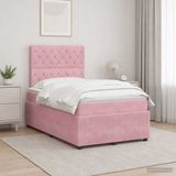 vidaXL Boxspringbed met matras Roze 120 x 200 cm Fluweel