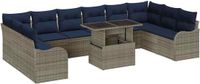 vidaXL Tuinbank - Set - 11 - st - Grijs - Poly - rattan