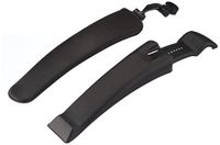 FISCHER Fiets MTB spatbeschermingsset | voor en achter | schroefbaar | met hoekaanpassing | breed ontwerp | zwart | 24-26 inch