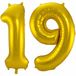 Folat Folie ballonnen - 19 jaar cijfer - goud - 86 cm - leeftijd feestartikelen - versiering