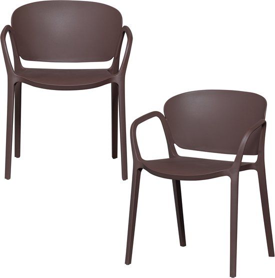 WOOOD Bent Tuinstoelen - Kunststof - Paars/Bruin - Set van 2
