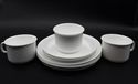 Serviesset, koffieservies, plastic servies, elk 3 x kopjes, borden 14 cm en borden 18 cm, kunststof, wit
