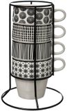 SG Secret de Gourmet SG - Set van 4 mokken/tassen 20 cl met metalen houder