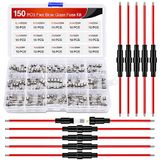 Nilight 150 stuks snelle blow-glaszekeringen met 10 stuks 5 x 20 mm inline houder schroef type 16AWG 250V 0,1A 0,2A 0,25A 0,5A 1A 1,5A 2A 3A 4A 5A 8A 10A 12A 15A 20A buiszekeringen assortiment