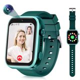OKYUK Smartwatch voor kinderen, 4G met GPS-tracker, twee-weg oproepen, SOS, smartwatch met meerdere desktopstijlen om uit te kiezen, voor 6-12 jongens en meisjes (donkergroen)