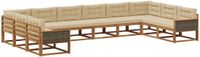 vidaXL Hoek loungeset 10 zitplaatsen Natuurlijk en beige Acacia hout