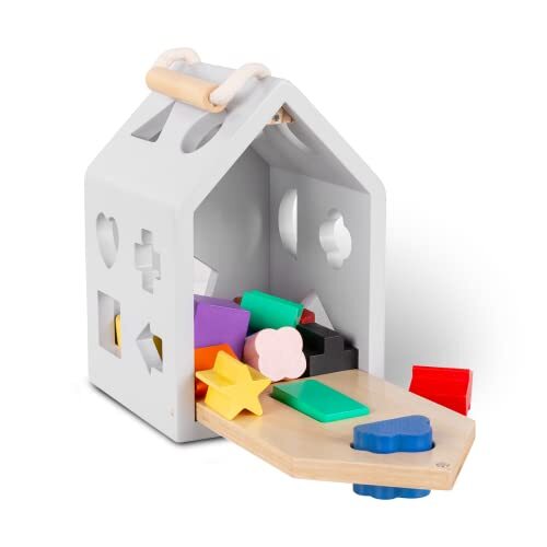 Lalaloom Kant set, blokhouse, huisspeelgoed, activiteiten, figuren voor kinderen en baby's, doos van hout, huisjes, geometrische vormen