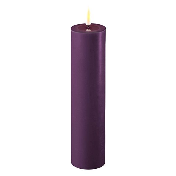 LED Candle 5 x 20 cm | Purple | 3D Flame | Deluxe HomeArt