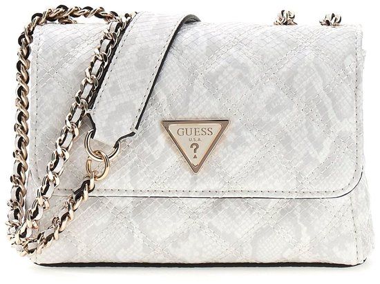 GUESS Giully II Mini 2 Comp Convertible Flap Bag Cream White